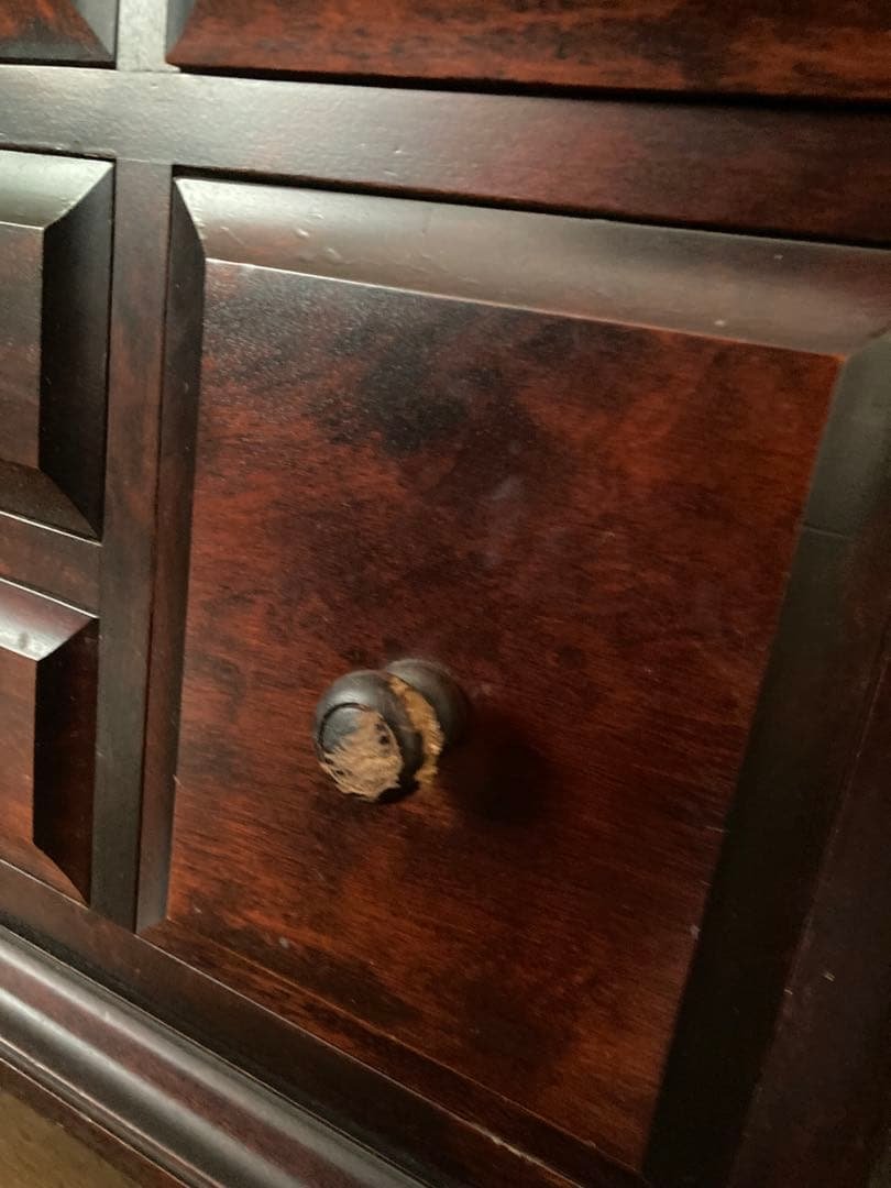 九州民芸家具　木製ダークブラウンドレッサー・鏡台