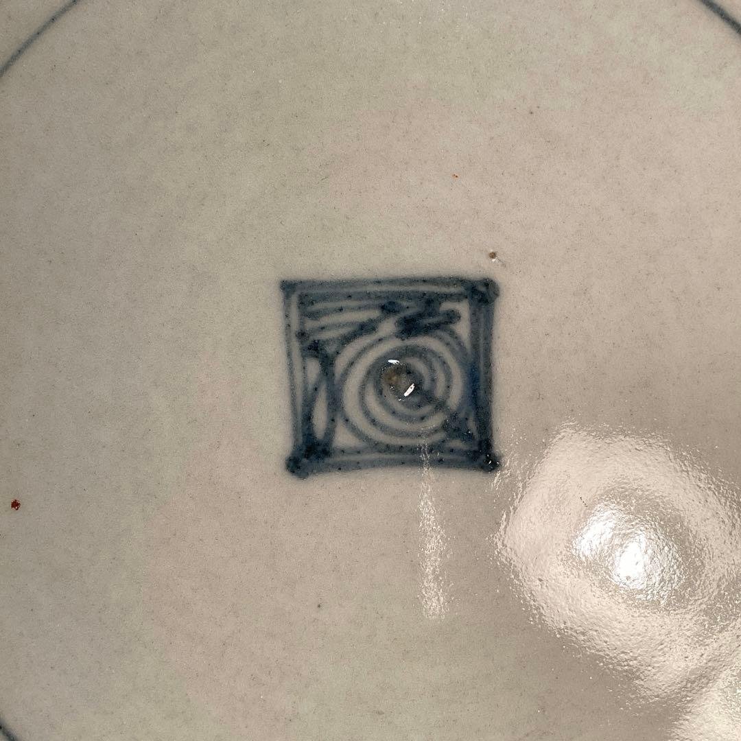 A891 古伊万里　柿右衛門　染付　「近江八景図」　輪花型　6寸皿　１枚