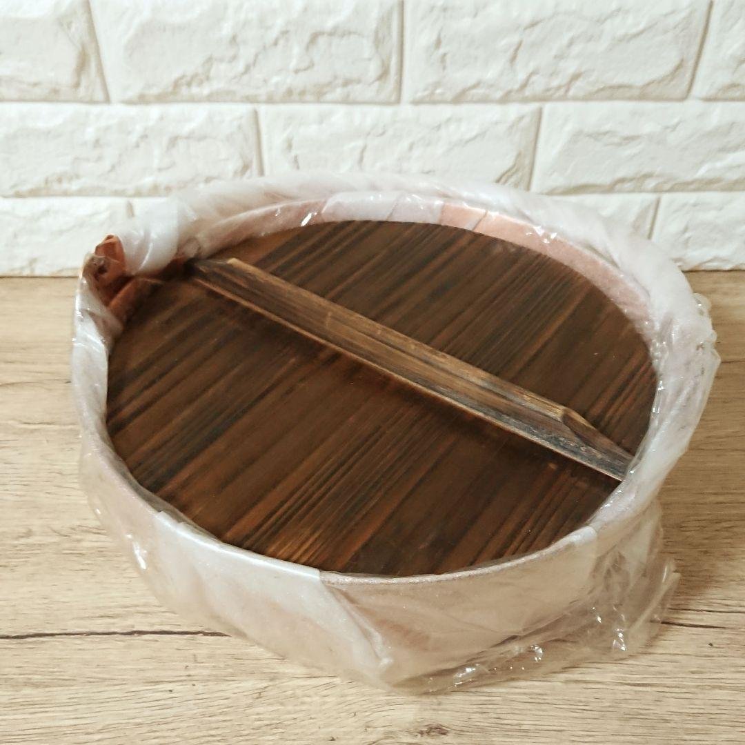 未使用 銅製 鍋 約30cm 木製蓋付 銅山菜鍋 30cm 吊付