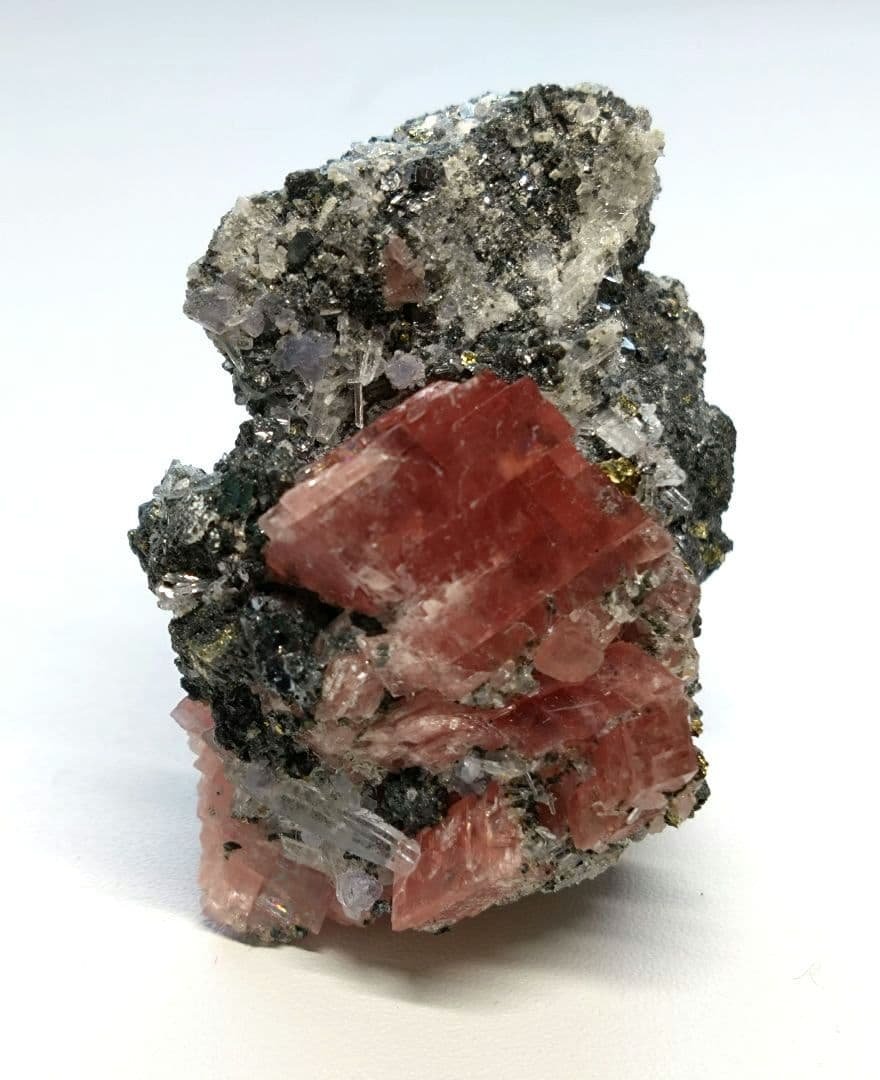 ロードクロサイト(インカローズ)　蛍石　水晶　パイライト　鉱物　標本　USA産